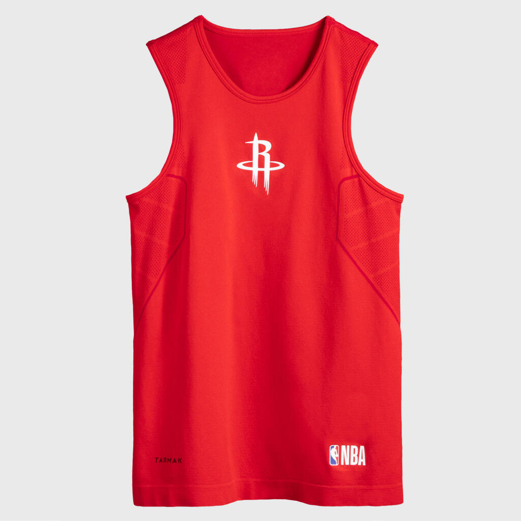 Kids' Basketball Base Layer Top UT500 - Red/NBA Houston Rockets