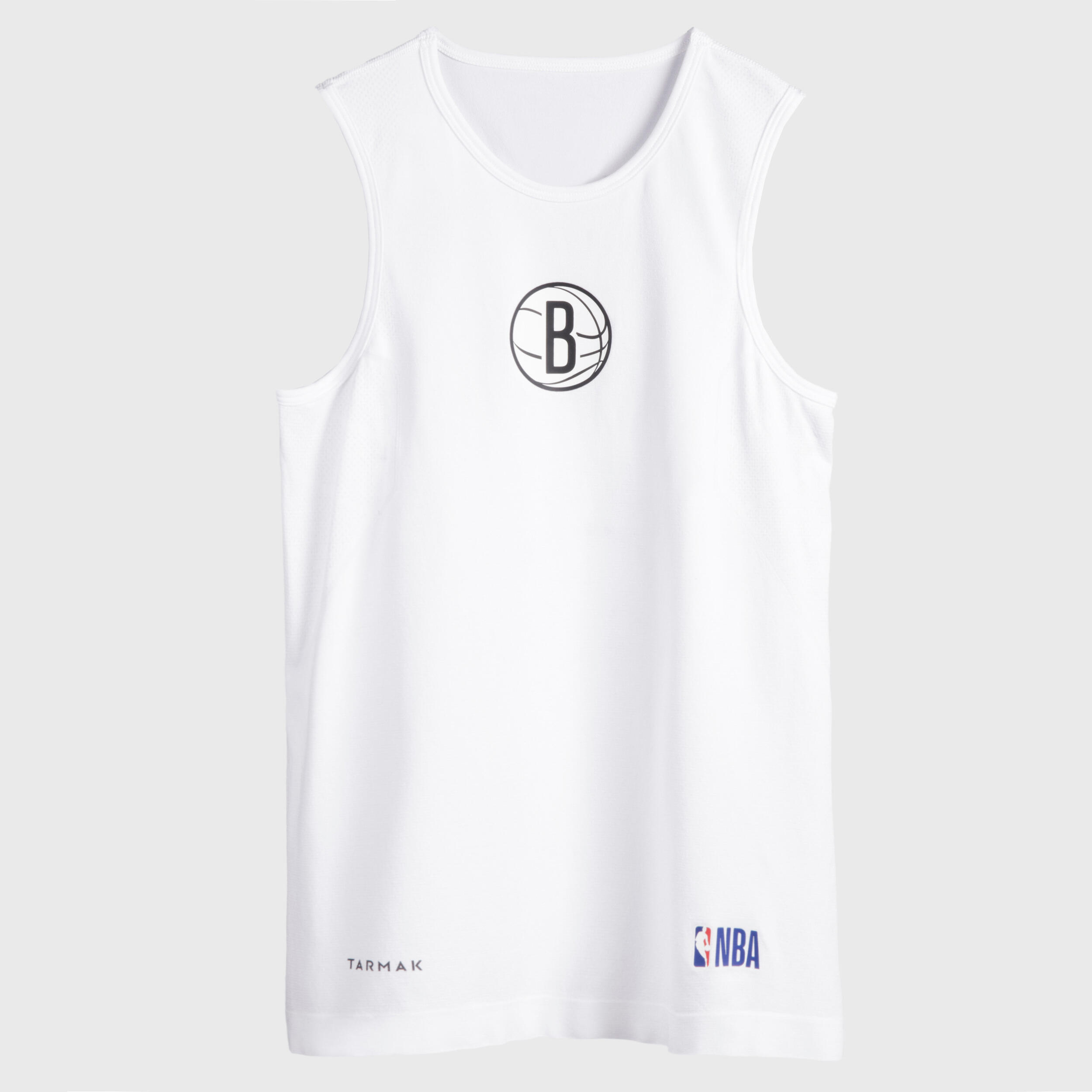 Kids' Slim Fit Basketball Base Layer Jersey UT500 - White/NBA Brooklyn Nets 2/9