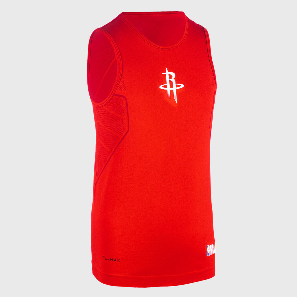 Kids' Basketball Base Layer Top UT500 - Red/NBA Houston Rockets