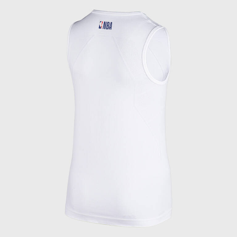 Kids' Slim Fit Basketball Base Layer Jersey UT500 - White/NBA