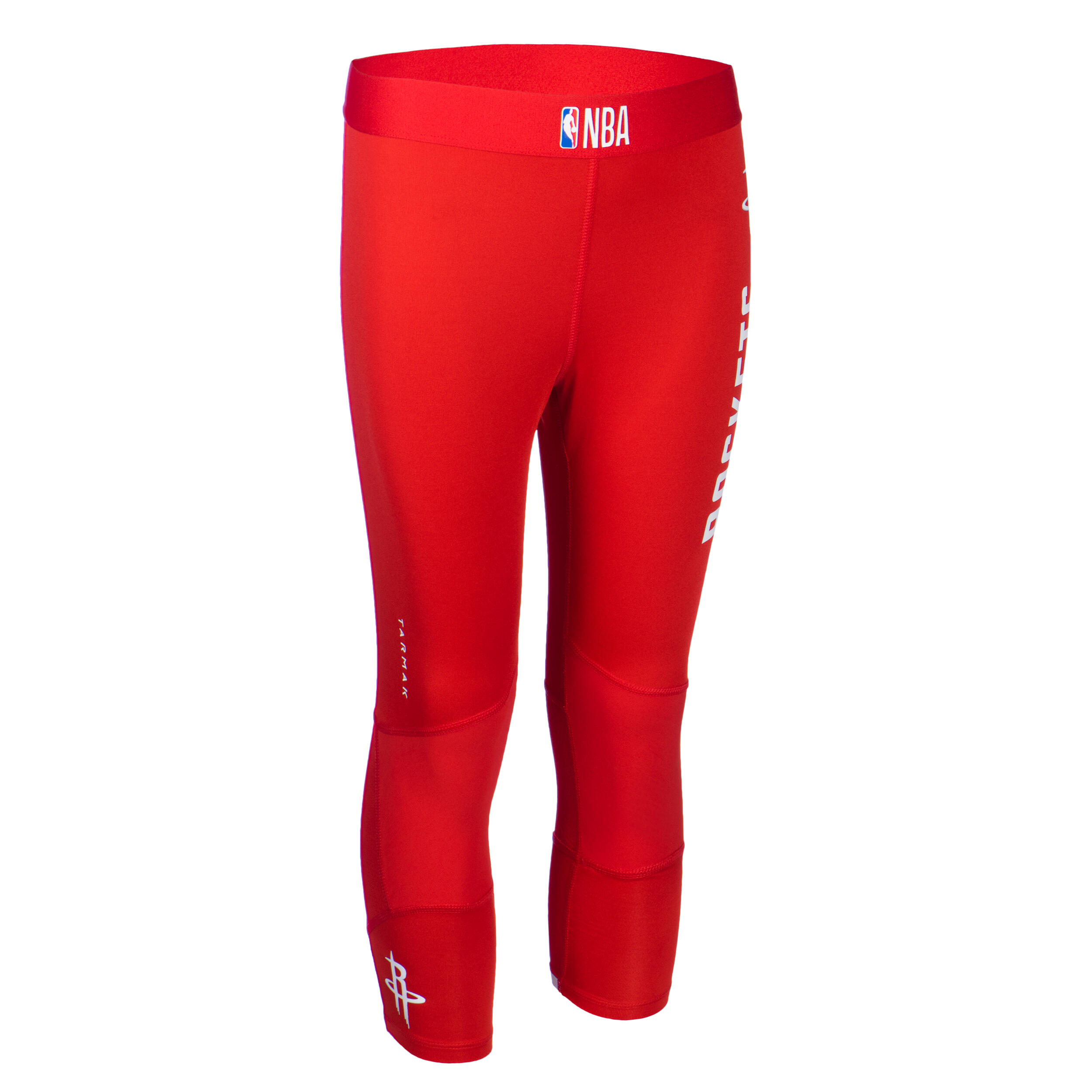 TARMAK Boys'/Girls' Capri Basketball Leggings - Red/NBA Houston Rockets