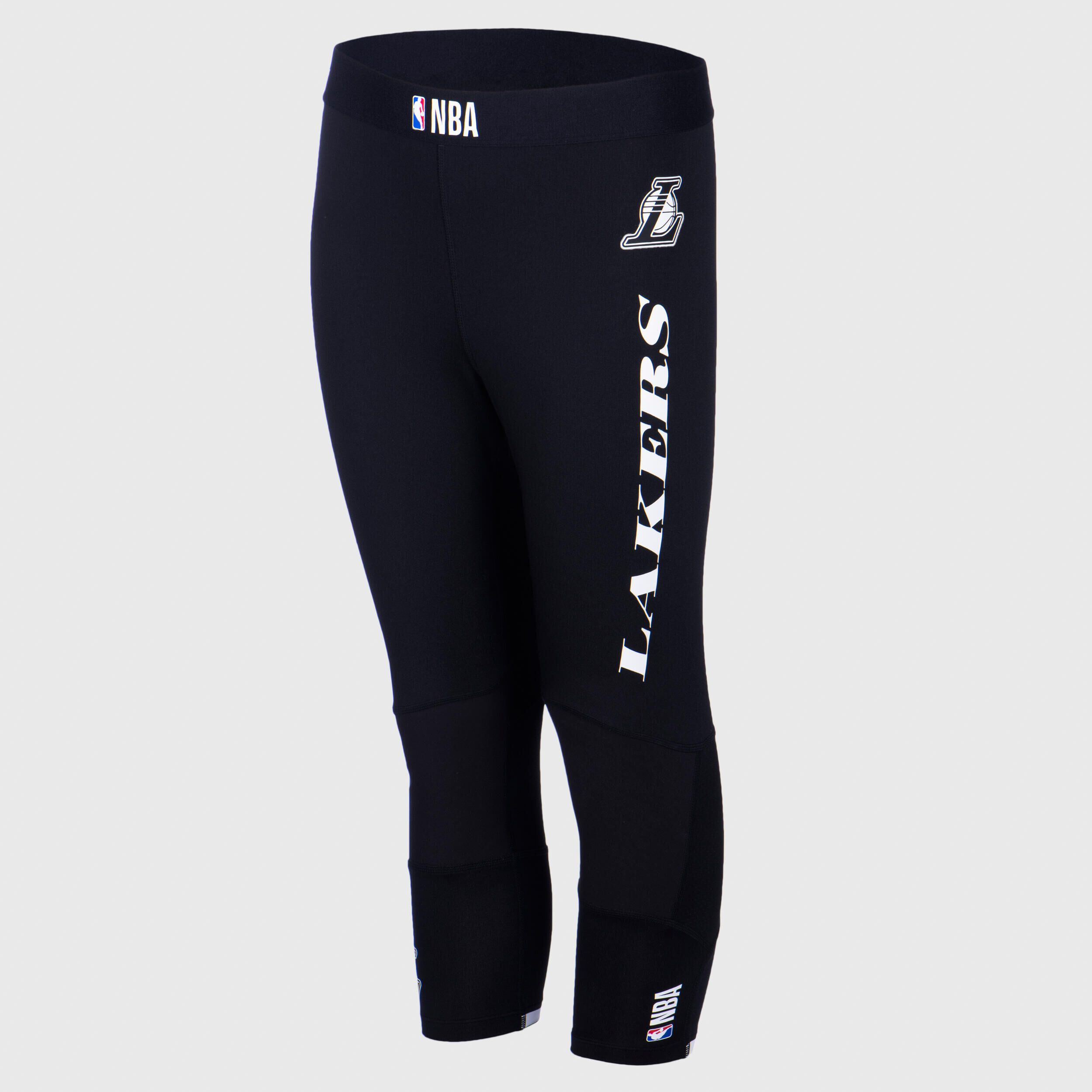 TARMAK Boys'/Girls' Capri Basketball Leggings - Black/NBA Los Angeles Lakers