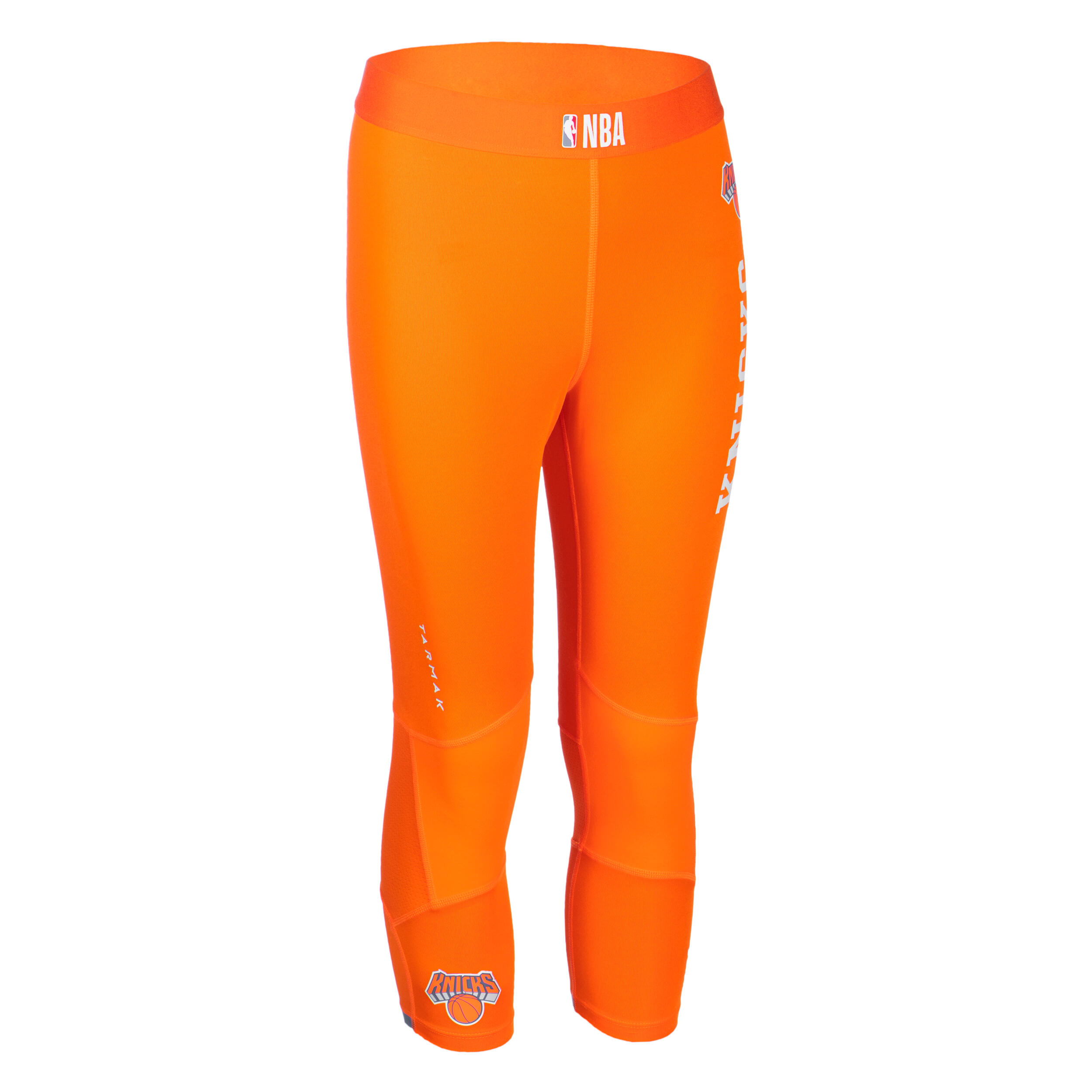 TARMAK Boys'/Girls' Capri Basketball Leggings - Orange/NBA New York Knicks