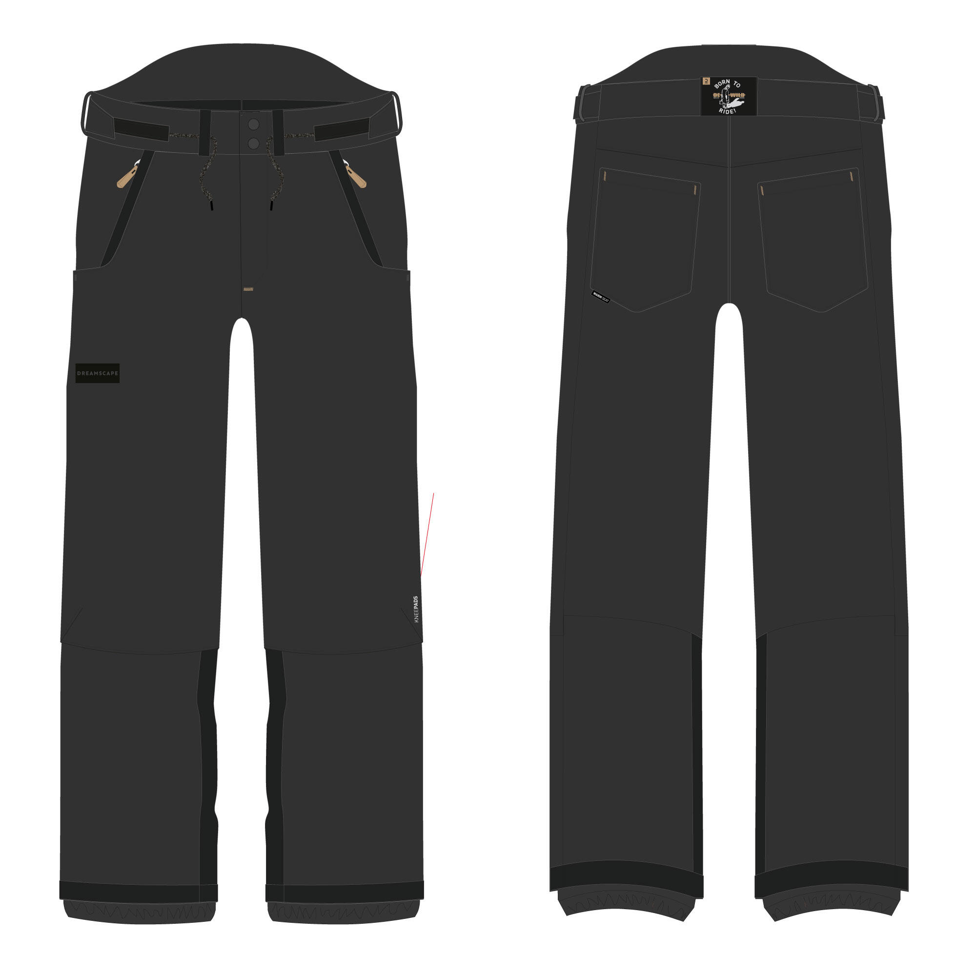 Men's Snowboard Trousers - SNB 100 Black 1/1