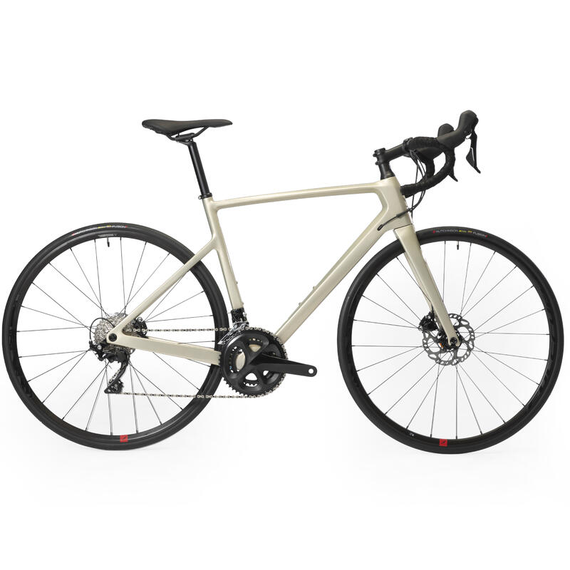 Vélo route femme EDR carbone Disc shimano 105 beige