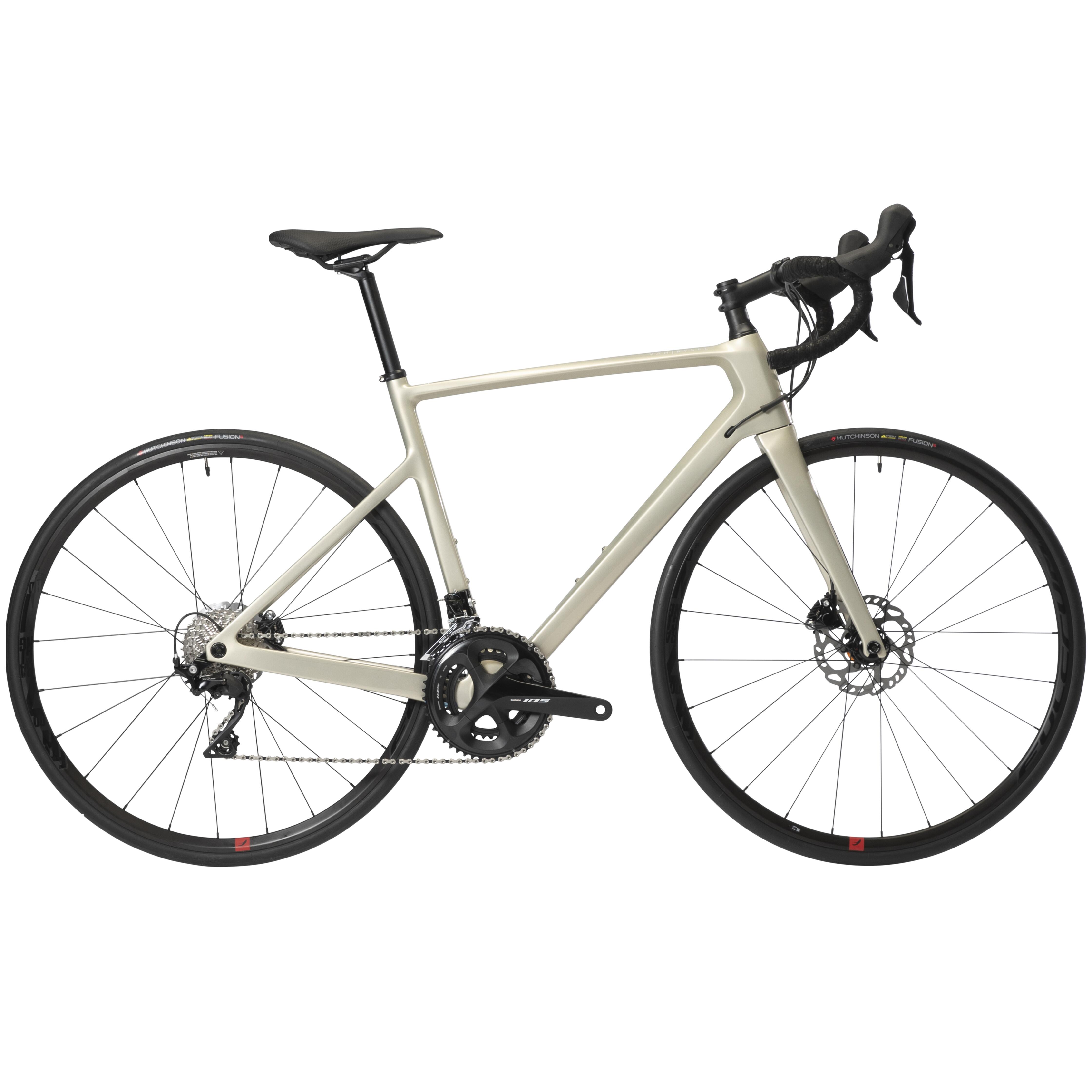 Bicicletă de șosea EDR carbon frâne pe disc Shimano 105 Bej Damă decathlon.ro imagine noua