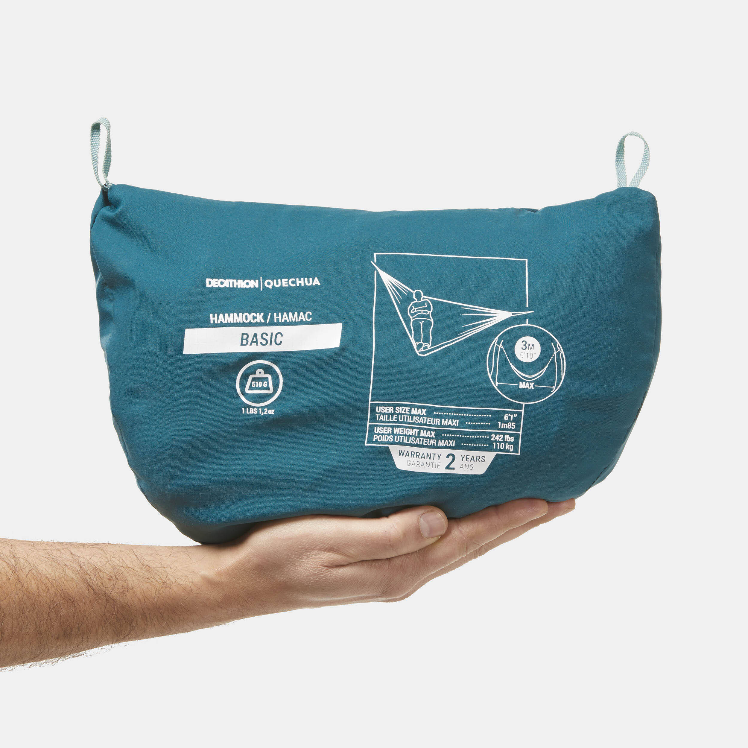 Basic Hammock 1 Person - Blue  300 x 150 cm - 1 Person -  3