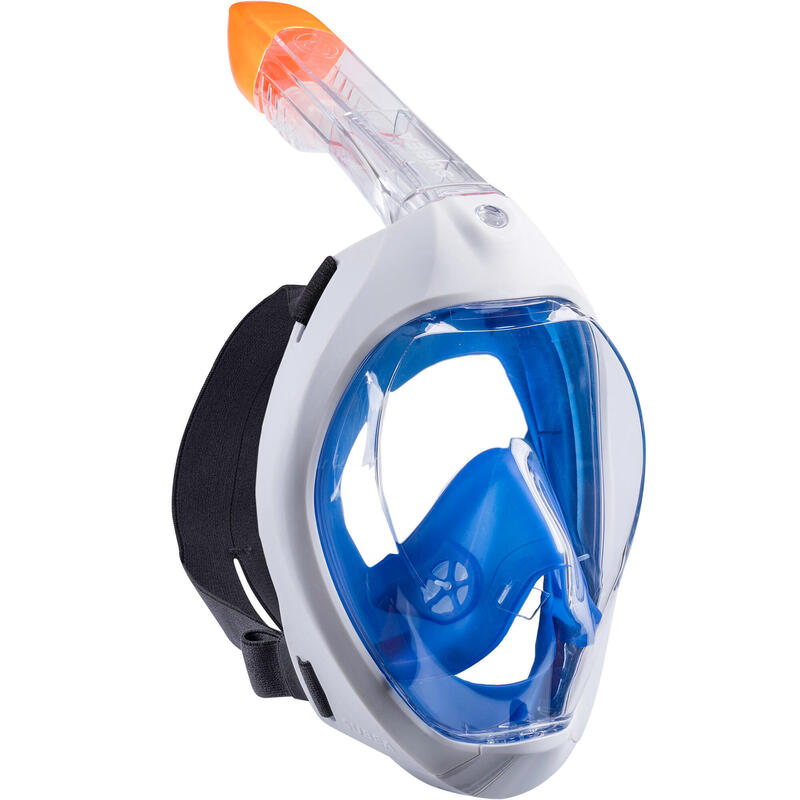 Kit snorkeling adulto EASYBREATH 500 maschera pinne azzurro