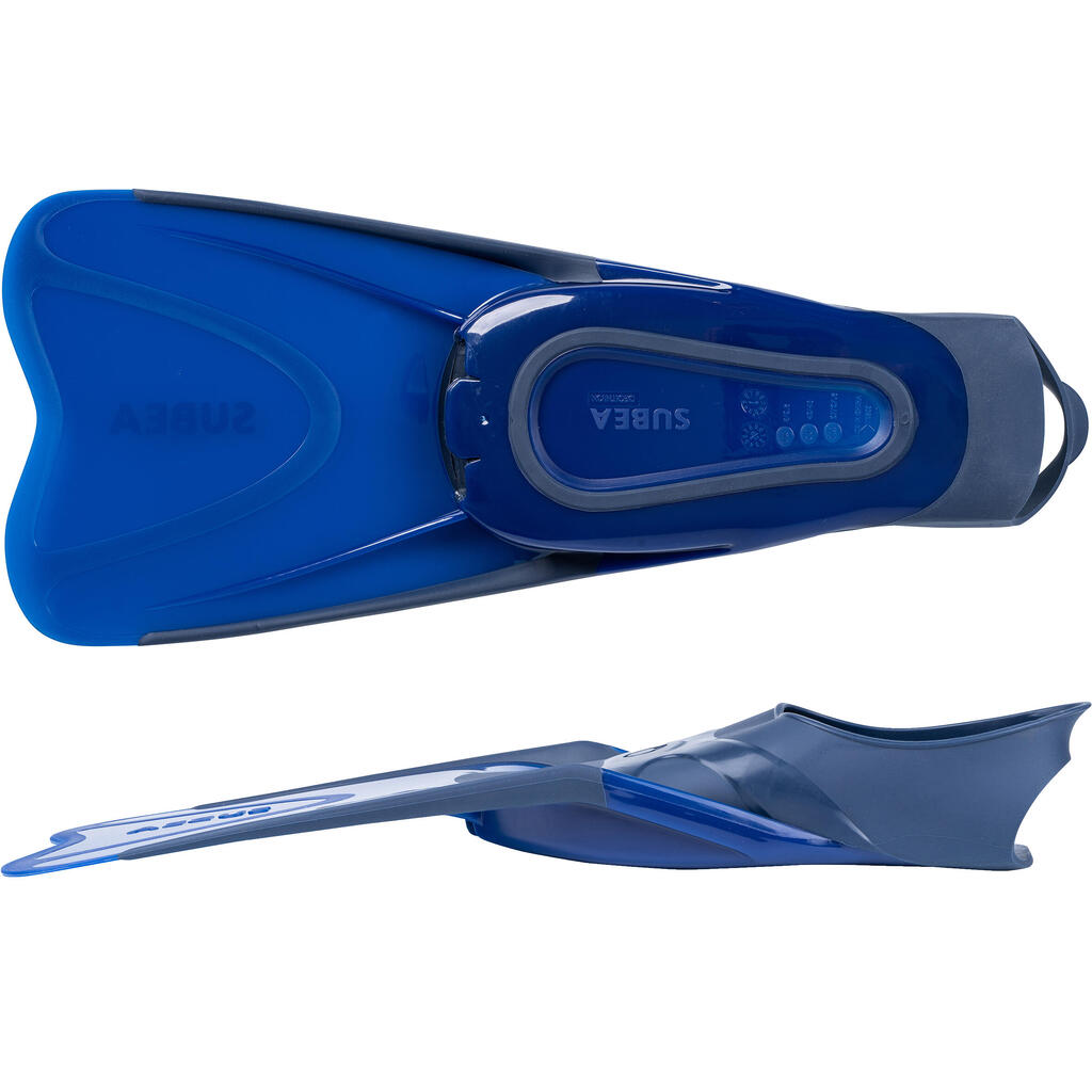Pieaugušo snorkelēšanas komplekts, pleznas un maska “Easybreath 500”, zils