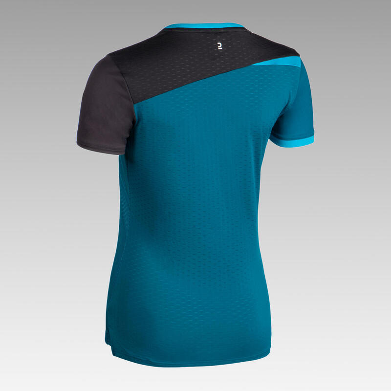 Handbalshirt met korte mouwen voor dames H500 blauw/zwart