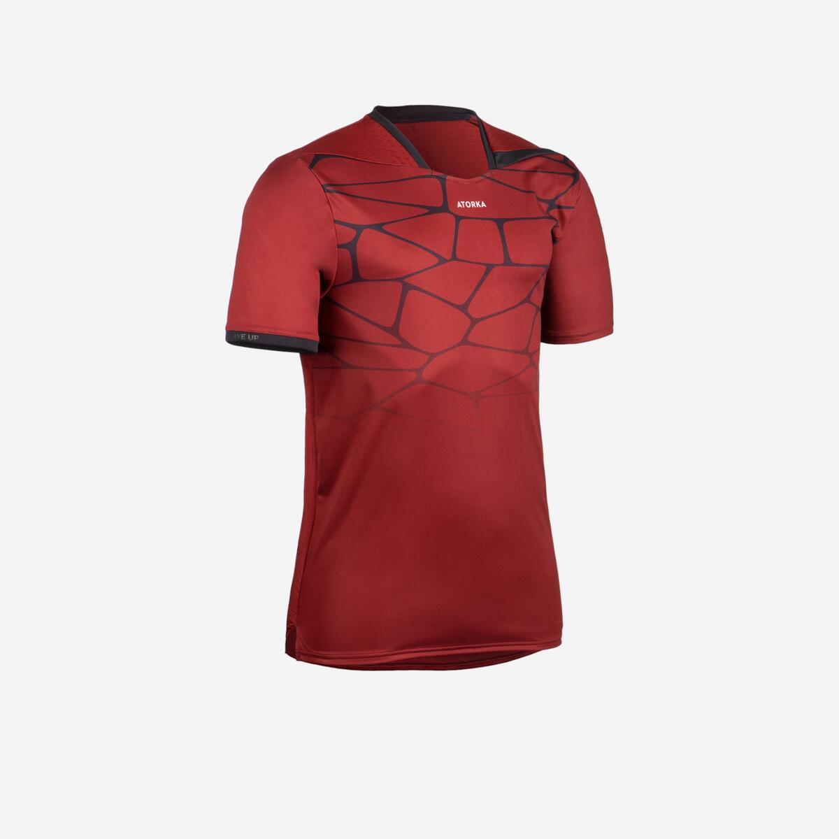 Maillot manches courtes de handball Homme - H500 rouge noir