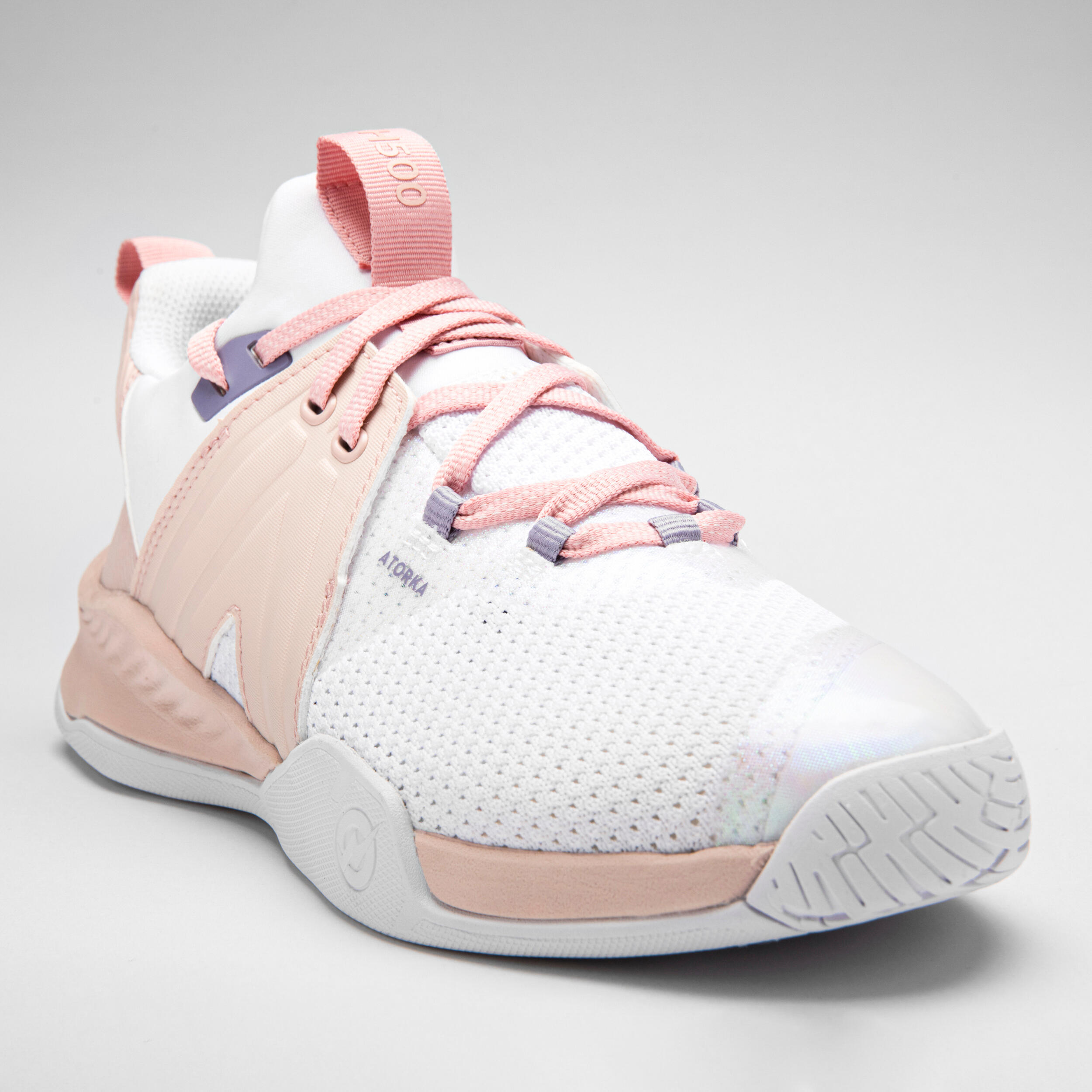 Zapatillas de balonmano Unisex - H500 FASTER rosa blanco 7/16