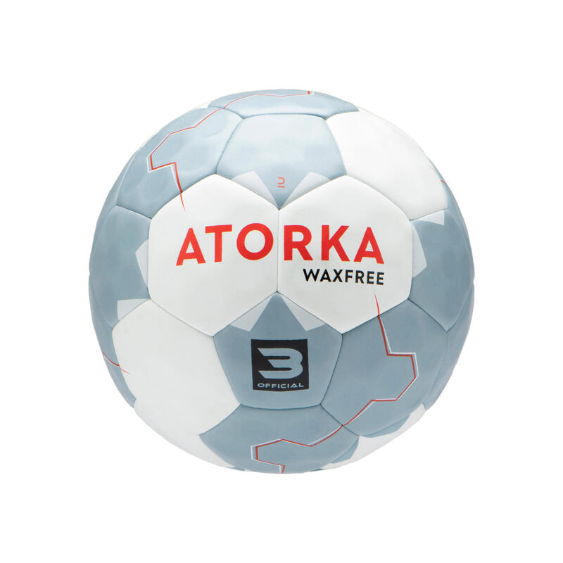 Ballon de handball sans résine H500 wax free rouge / gris T3