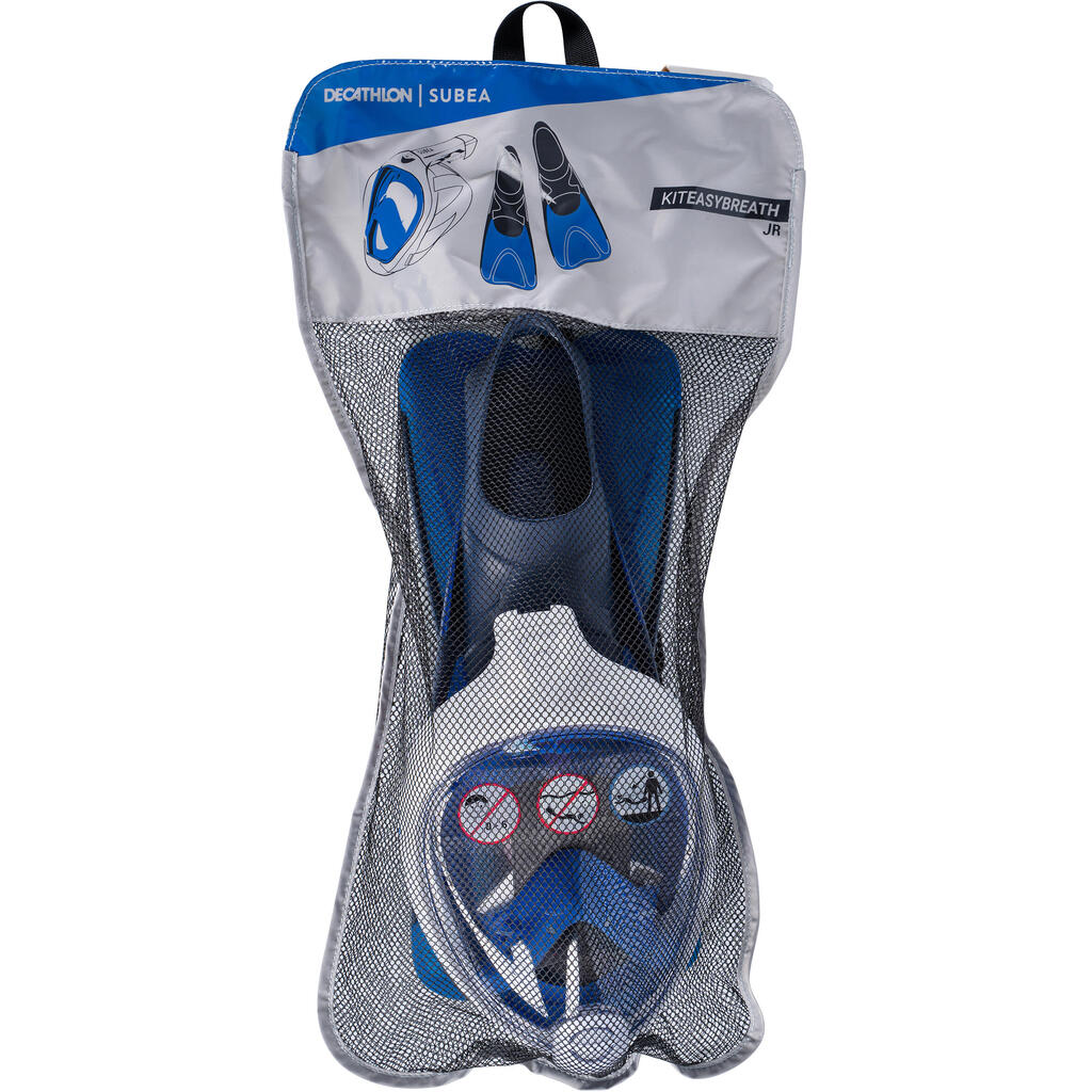 Kids’ Snorkelling Kit Fins and Easybreath mask - Blue