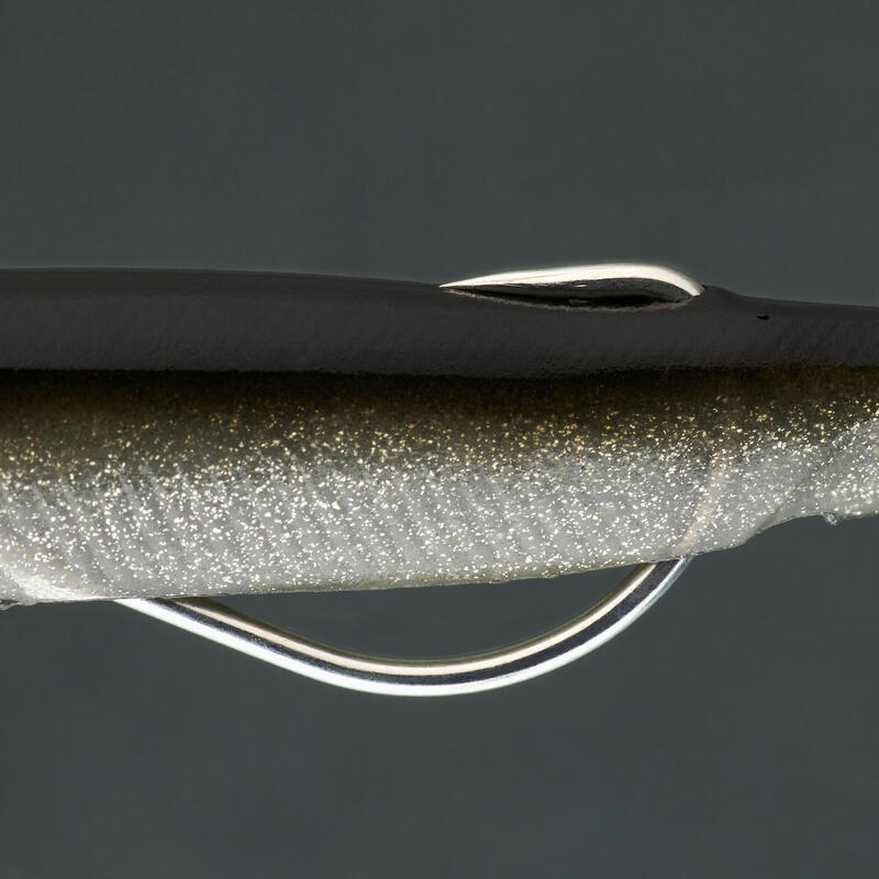 Műcsali tengeri horgászathoz Combo shad texan Ancho 90 12 g, fekete, fehér hát, ezüst