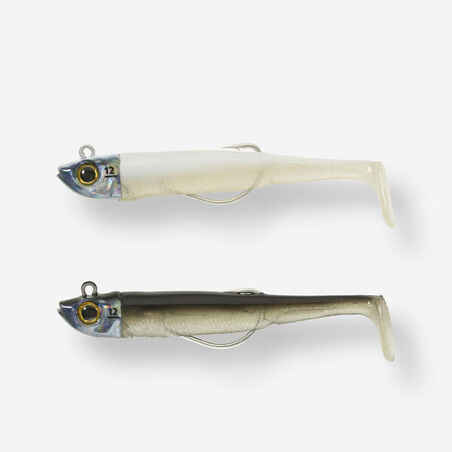 Umetna mehka vaba s srebrnim in belim hrbtom za morski ribolov ANCHO COMBO 90 (12 g)