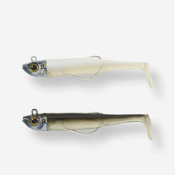 COMBO leurres souples texan ANCHO 90 12gr dos noir/blanc argent pêche en mer