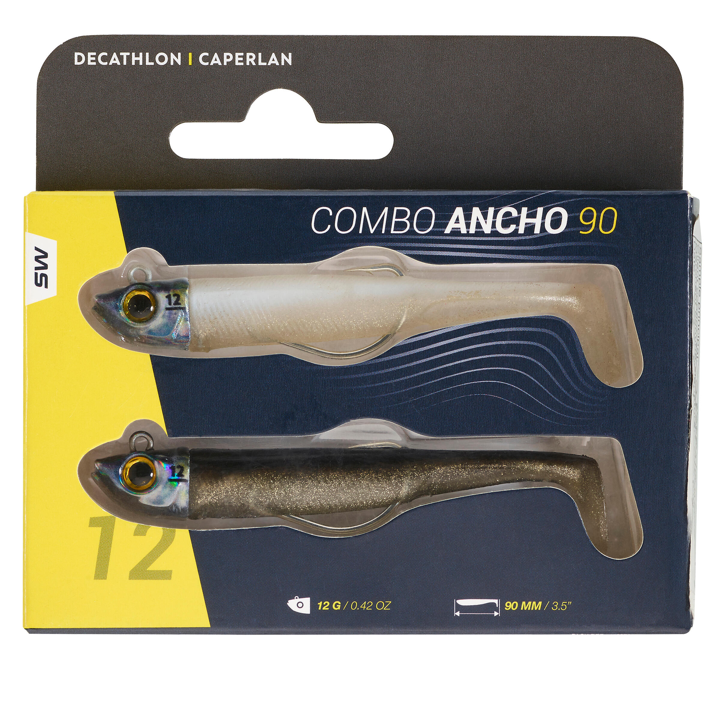 Set softbaits voor zeevissen Ancho 90 Texas shad zwarte rug/witte rug zilver 12 g 9/9