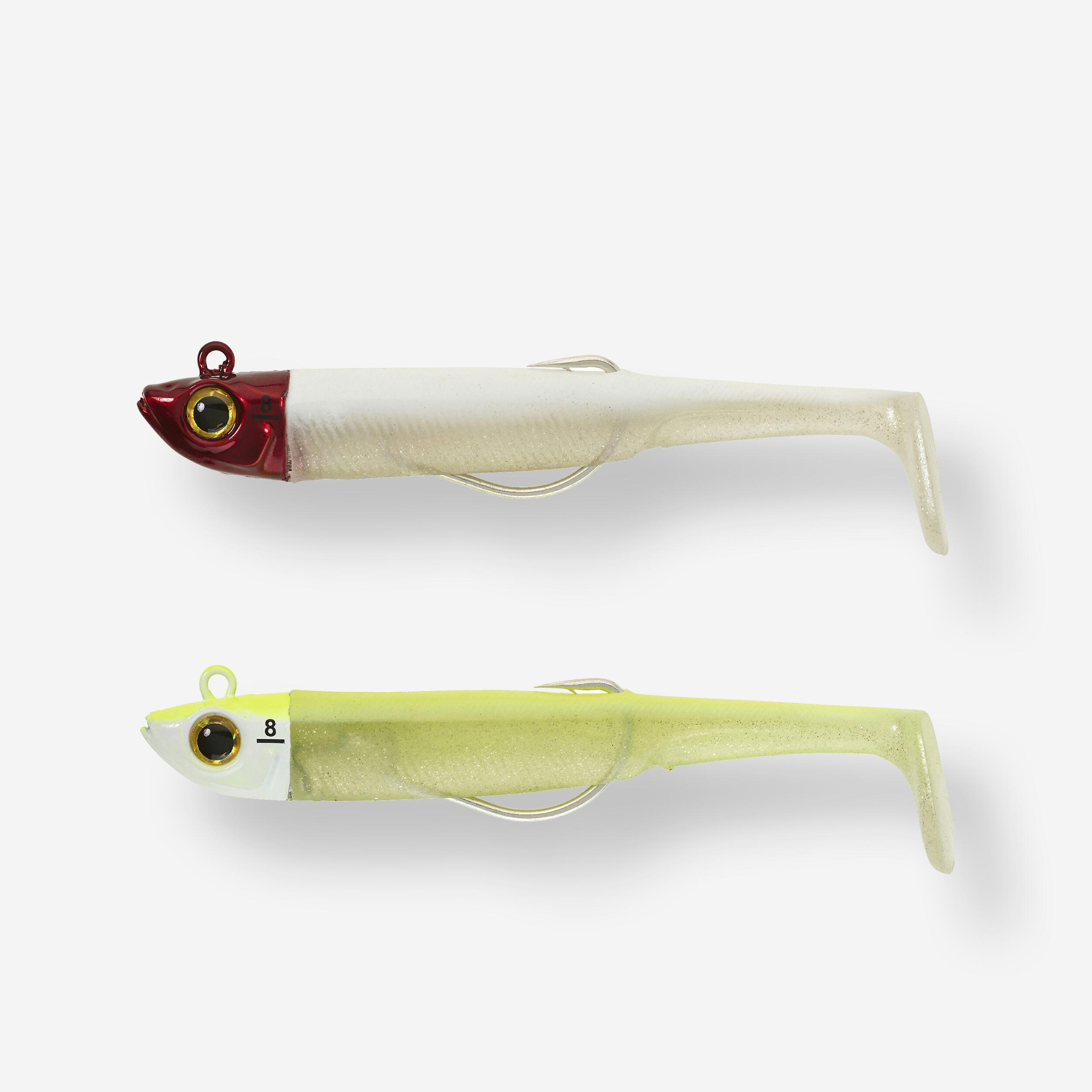 Caperlan - Combo Leurres Souples Texan Ancho 90 8g Têterouge/jaune Fluo Pêche En Mer - Leurre Souple - Peche - Blanc-jaune - Taille Unique - Decathlon