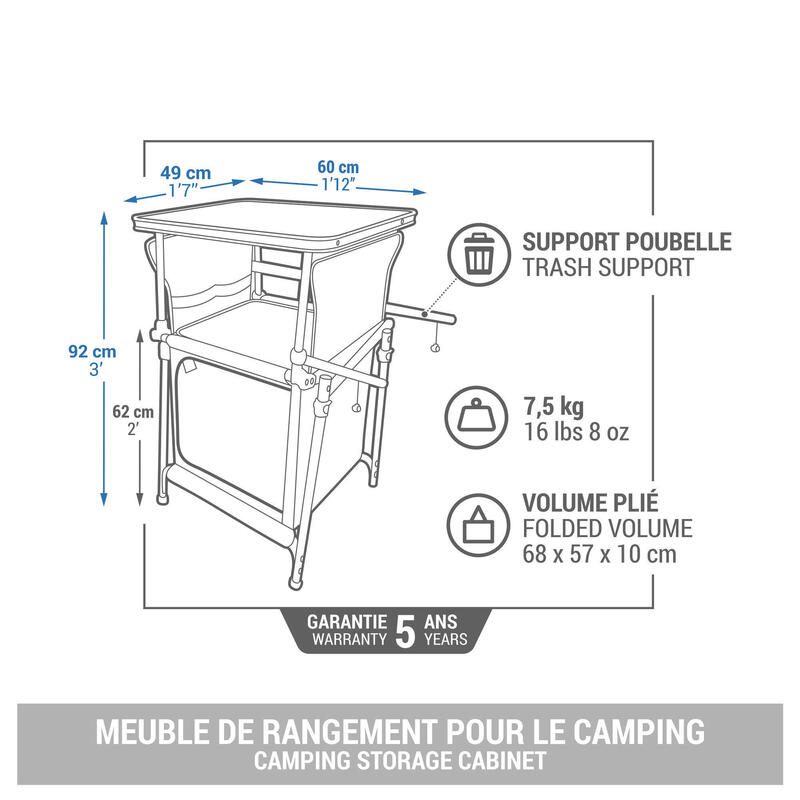 Opvouwbaar en compact opbergmeubel voor de camping