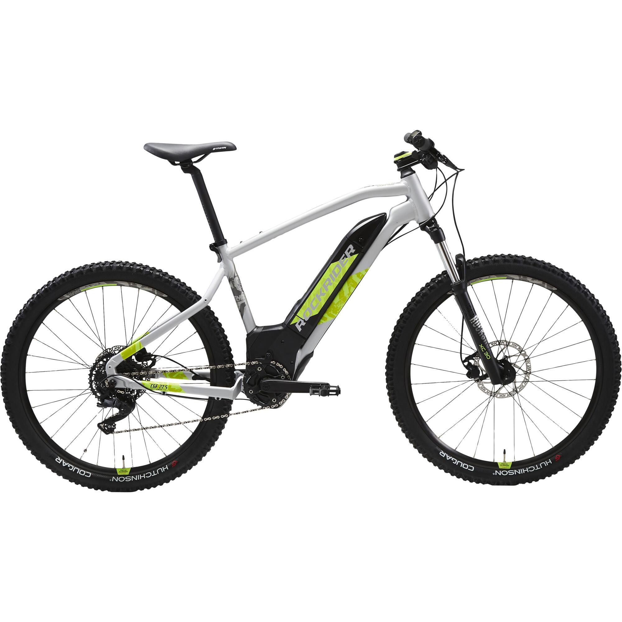 Mountainbike E ST 520 27 5 Zoll grau gelb ROCKRIDER Decathlon.ch
