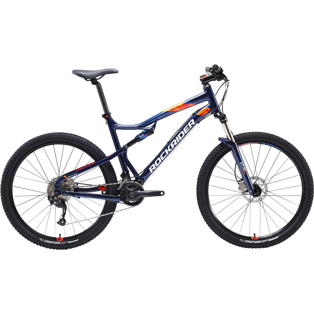 27.5 Inch MOUNTAIN BIKE FULL SUSPENSION ROCKRIDER ST 540 - Blue/Orange