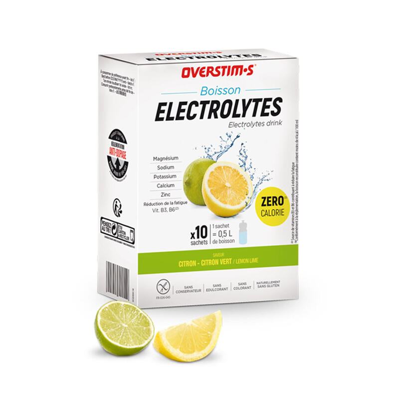 Overstims Boisson électrolytes citron (zéro calorie) - étui 10 sachets x 8 g