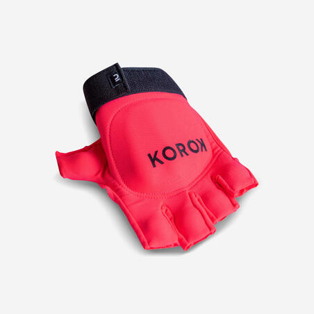 Handske för landhockey med en fingerled begränsad intensitet junior FH100 rosa