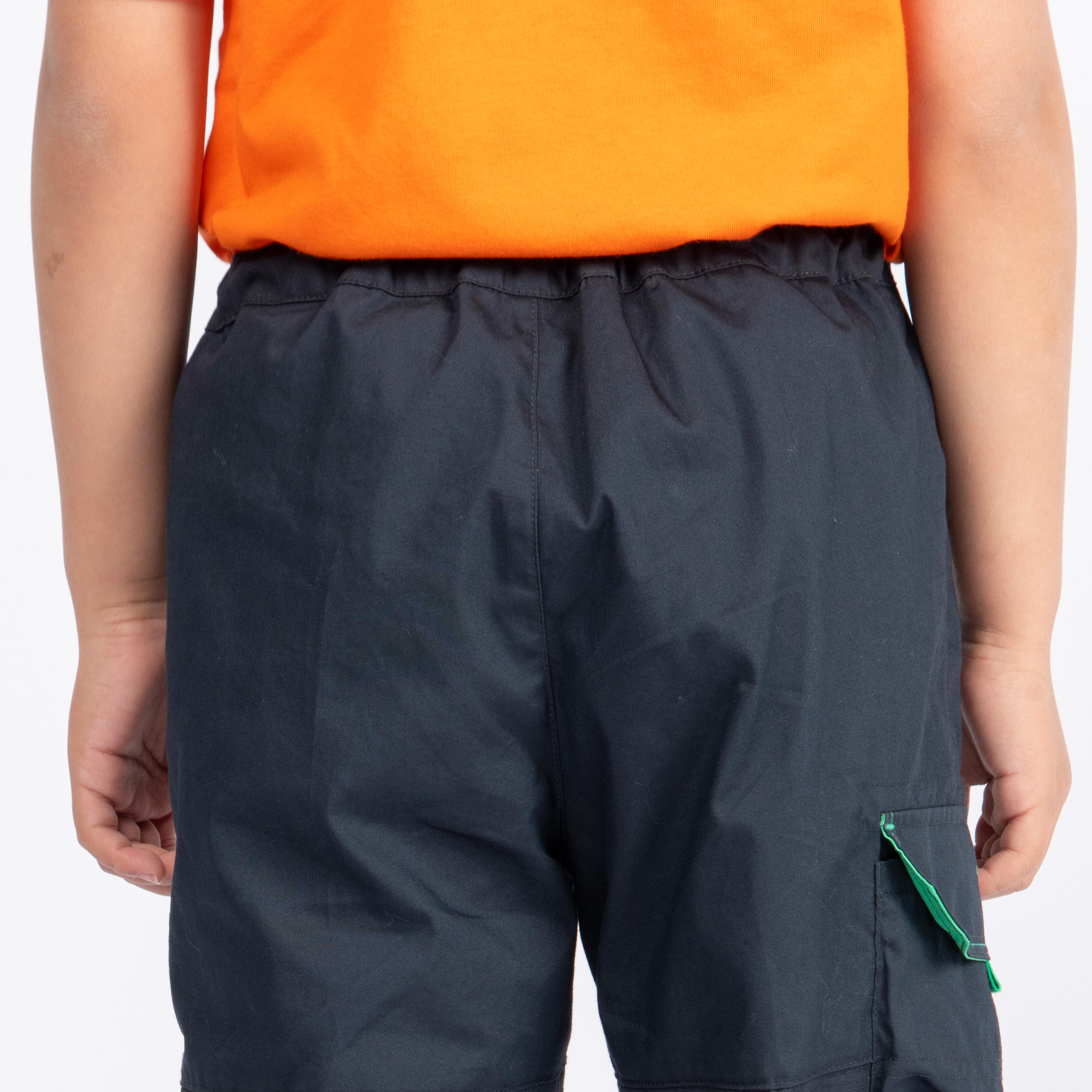 Kids’ Hiking Shorts MH 500 Dark Grey Carbon grey, Malachite green