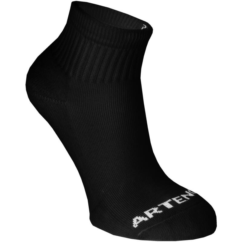 CHAUSSETTES DE SPORT ENFANT MI-HAUTES ARTENGO RS 100 NOIR LOT DE 3