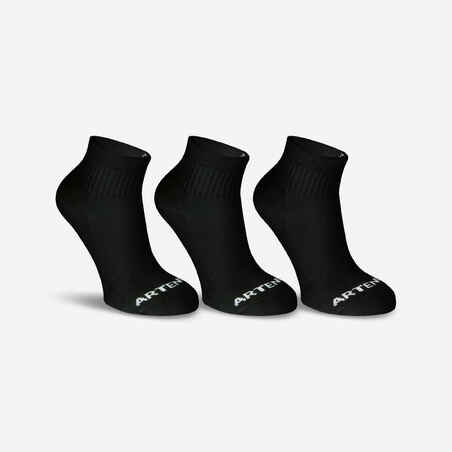 Παιδικές αθλητικές κάλτσες μεσαίου ύψους RS 100, 3 ζεύγη - Μαύρο