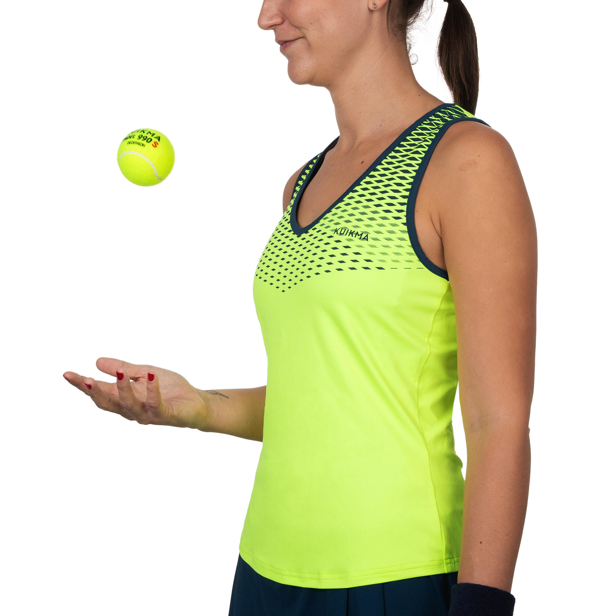 Women's Technical Breathable Padel Tank Top 900 - Yellow 3/5