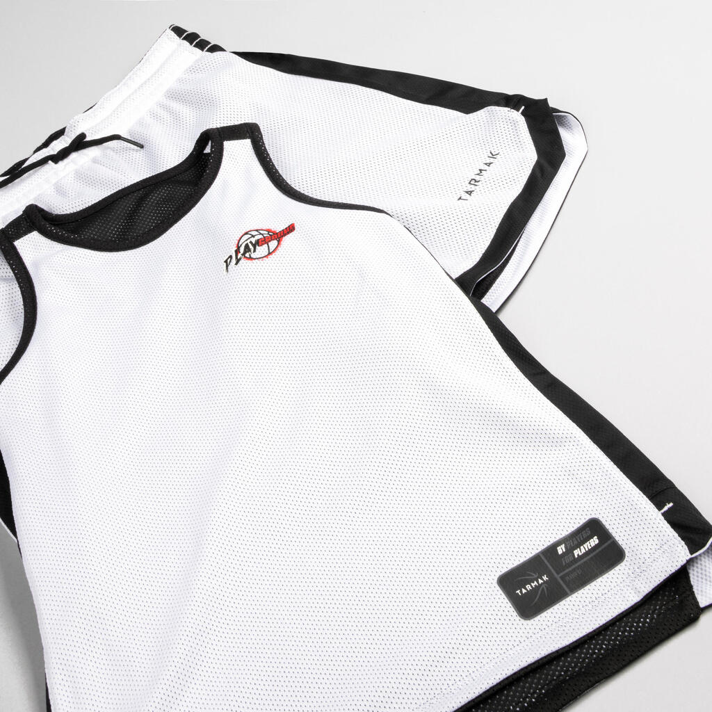 Kids' Reversible Basketball Shorts SH500R - Black/White