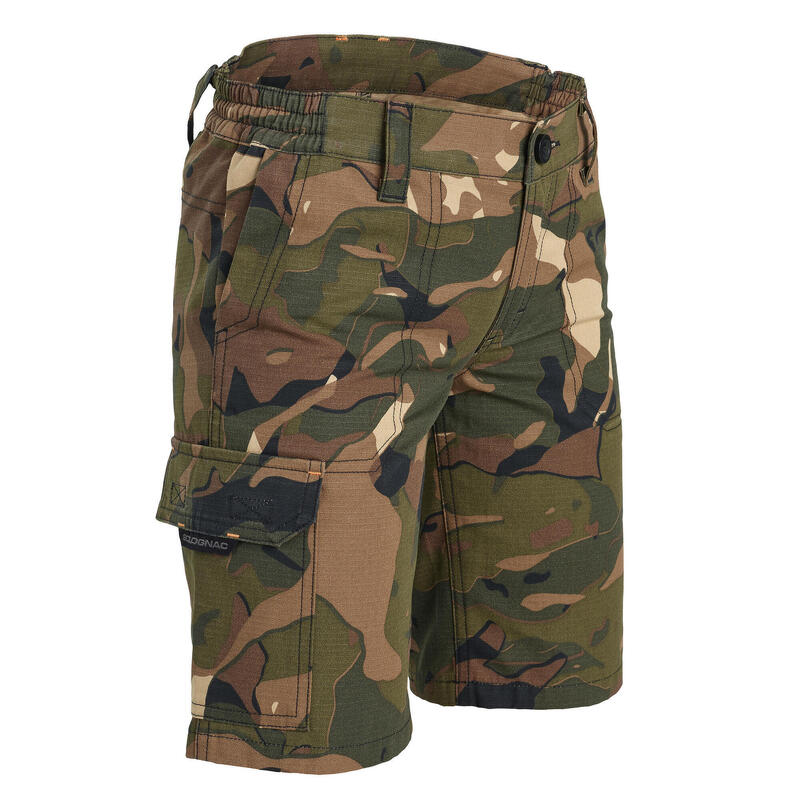 Jachtbermuda voor kinderen 500 camouflage bruin/groen