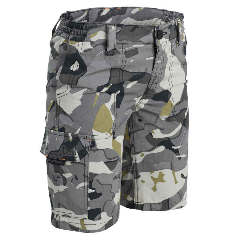 Jagd-Bermudashorts Kinder 500 Camouflage Grau