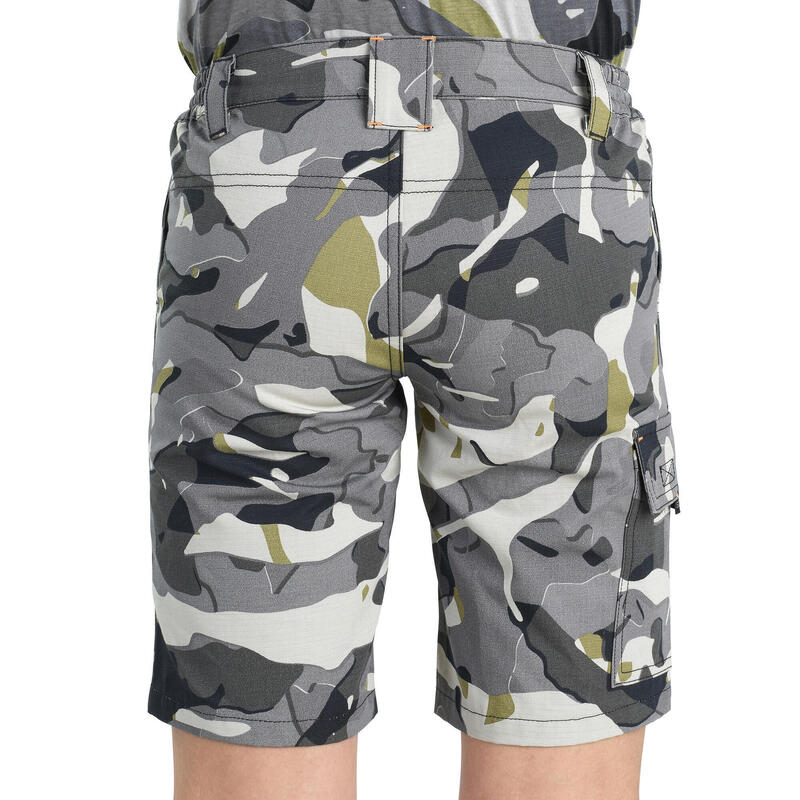 Jachtbermuda voor kinderen 500 camouflage grijs