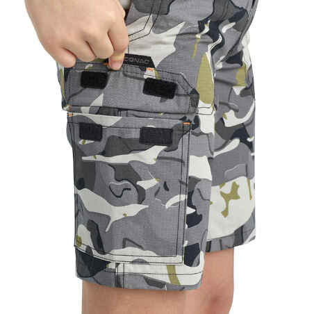 Jagd-Bermudashorts Kinder 500 Camouflage Grau