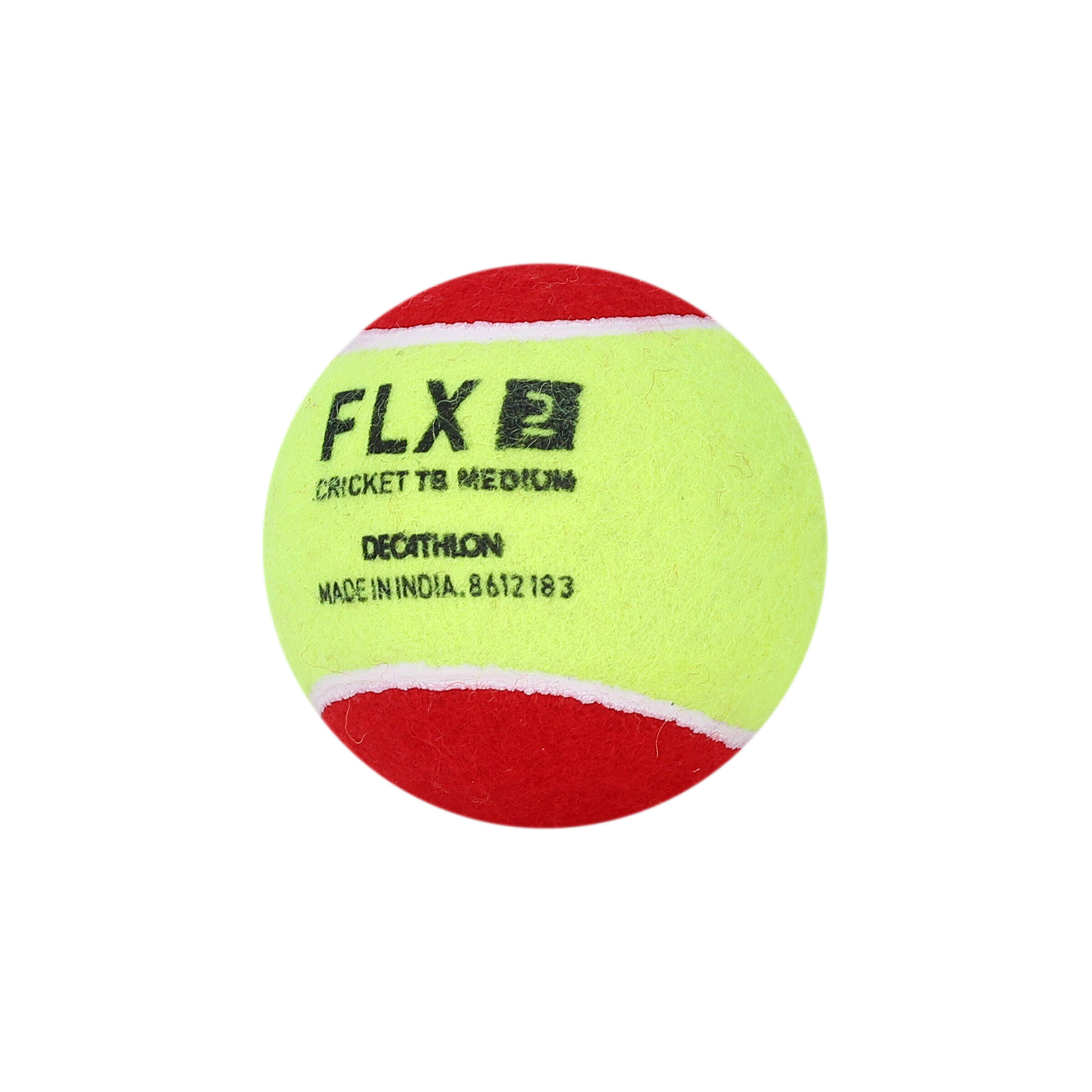 Tennis Cricket Ball Medium Weight 80g Soft & Lightweight Green & Red -  3