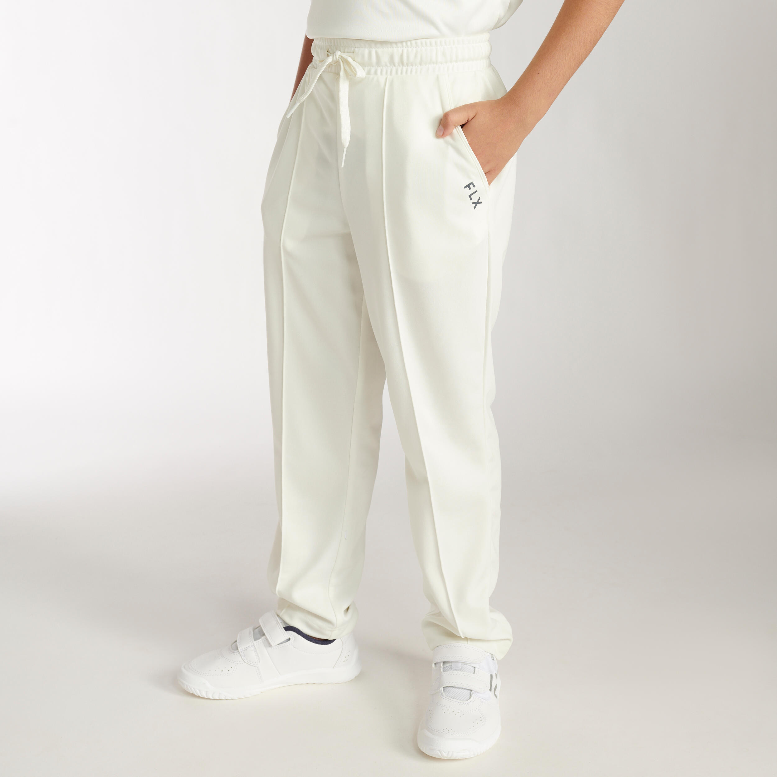 MENS STRAIGHT FIT CRICKET TRACKPANTS IVORY 500 WHITE
