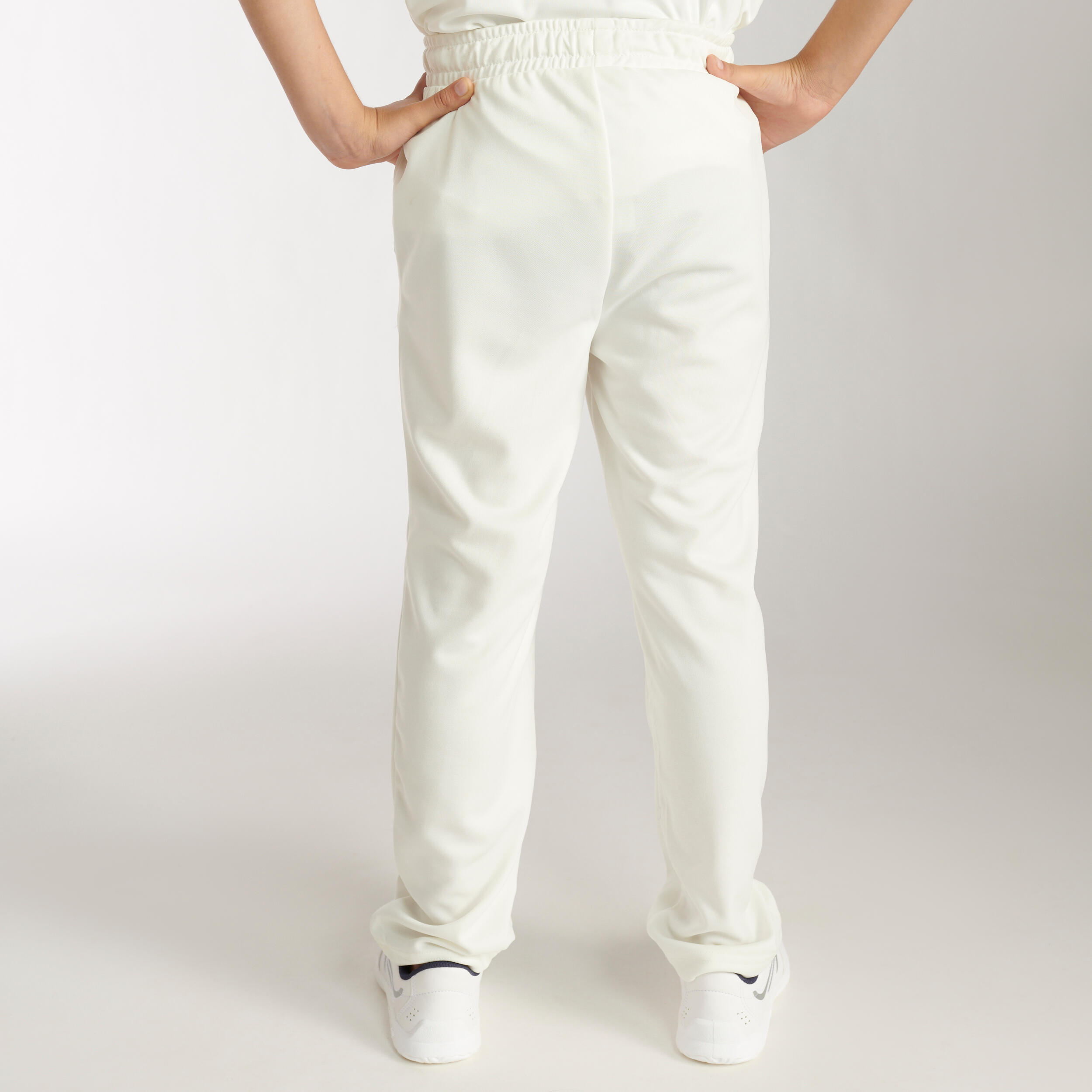 Kids' Cricket Trouser TS 100 JR Stretchable & Breathable White
