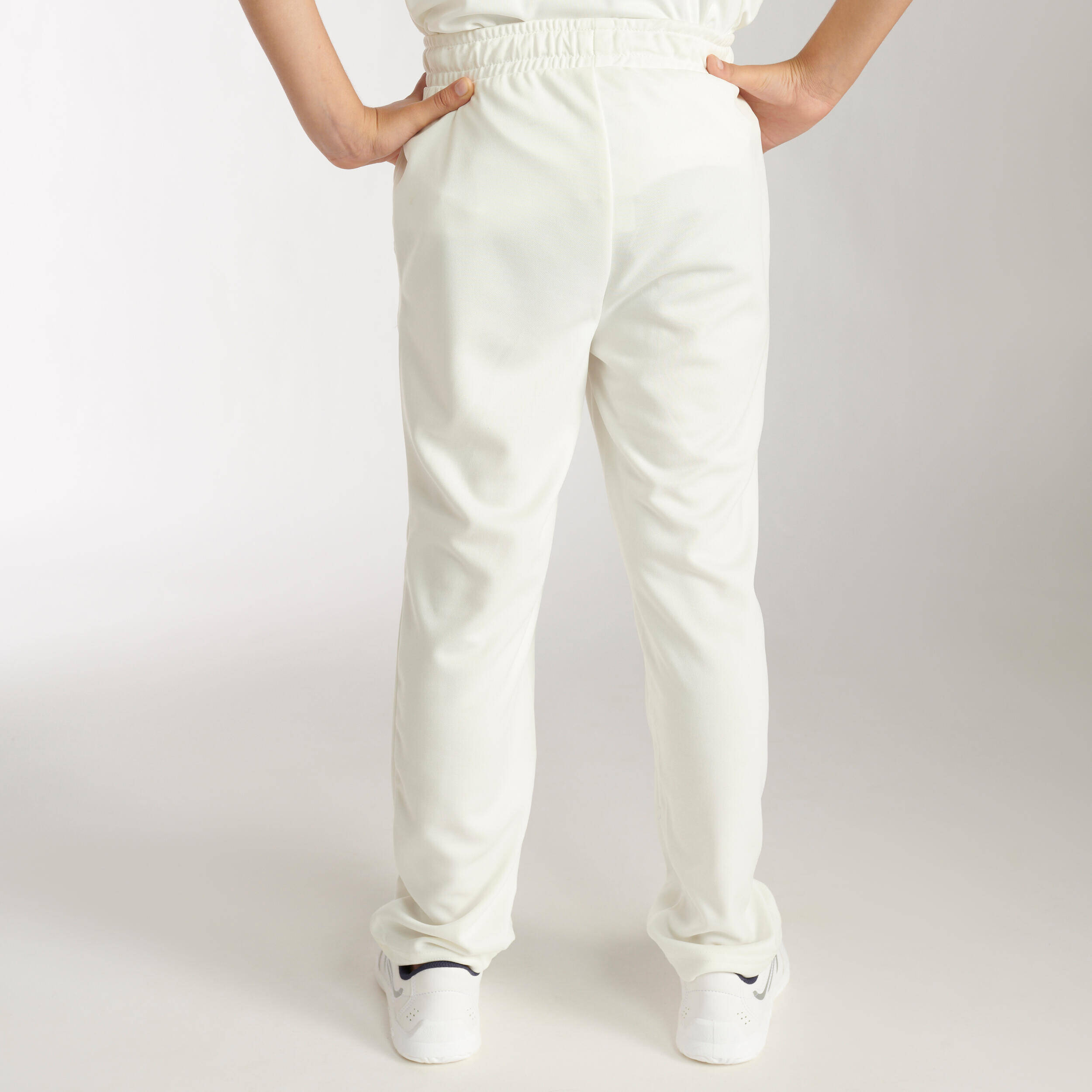 Kids Cricket Trackpants Comfortable & Breathable TS100 - White -  1