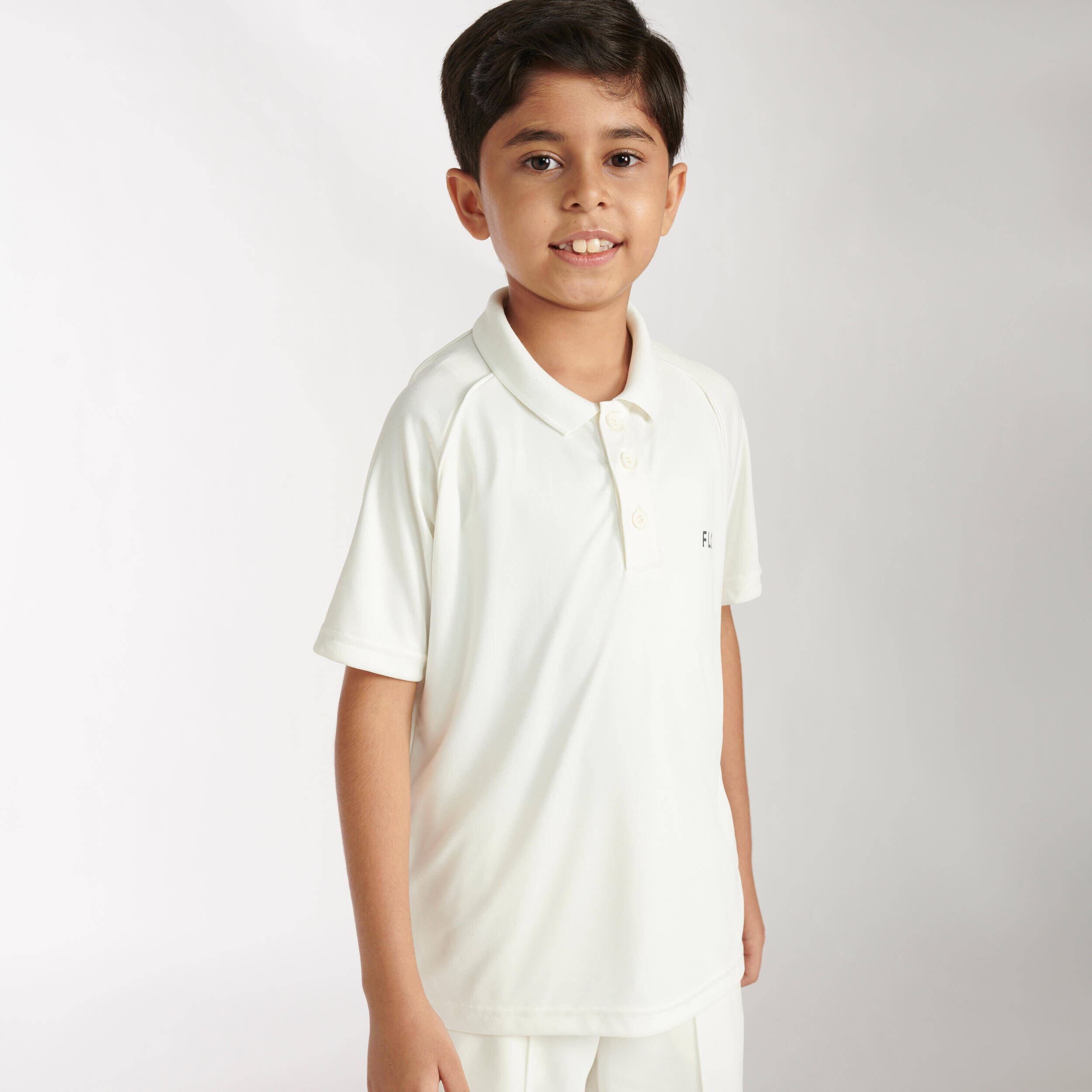 Kids Cricket Short Sleeved Polo Tshirt Lightweight P100 - White -  4