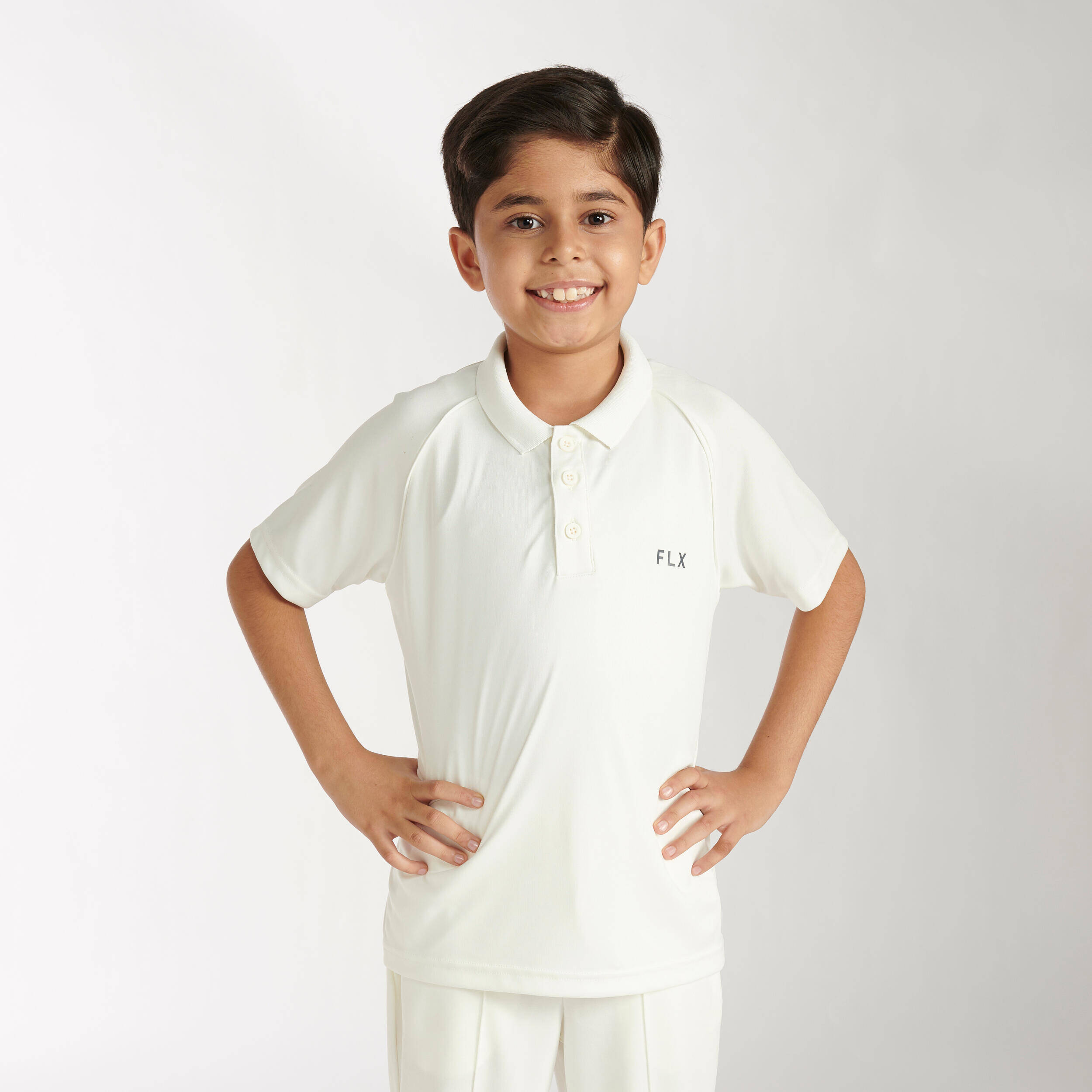 KID'S QUICK DRY CRICKET T-SHIRT, WHITE -  3