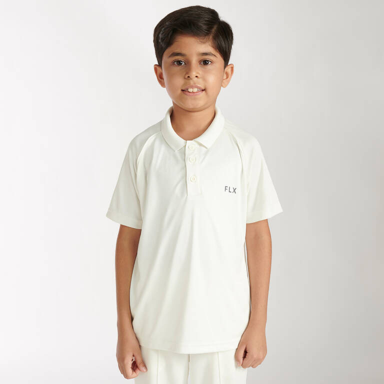 KIDS CRICKET WHITE POLO P 100 JR