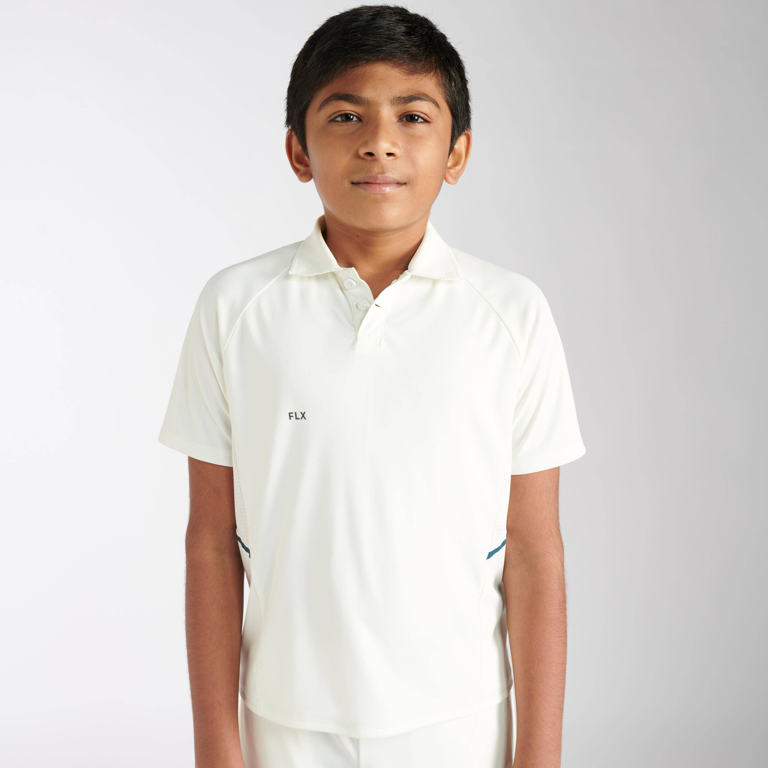 KIDS CRICKET WHITE POLO P 500 POLO ECO -  1