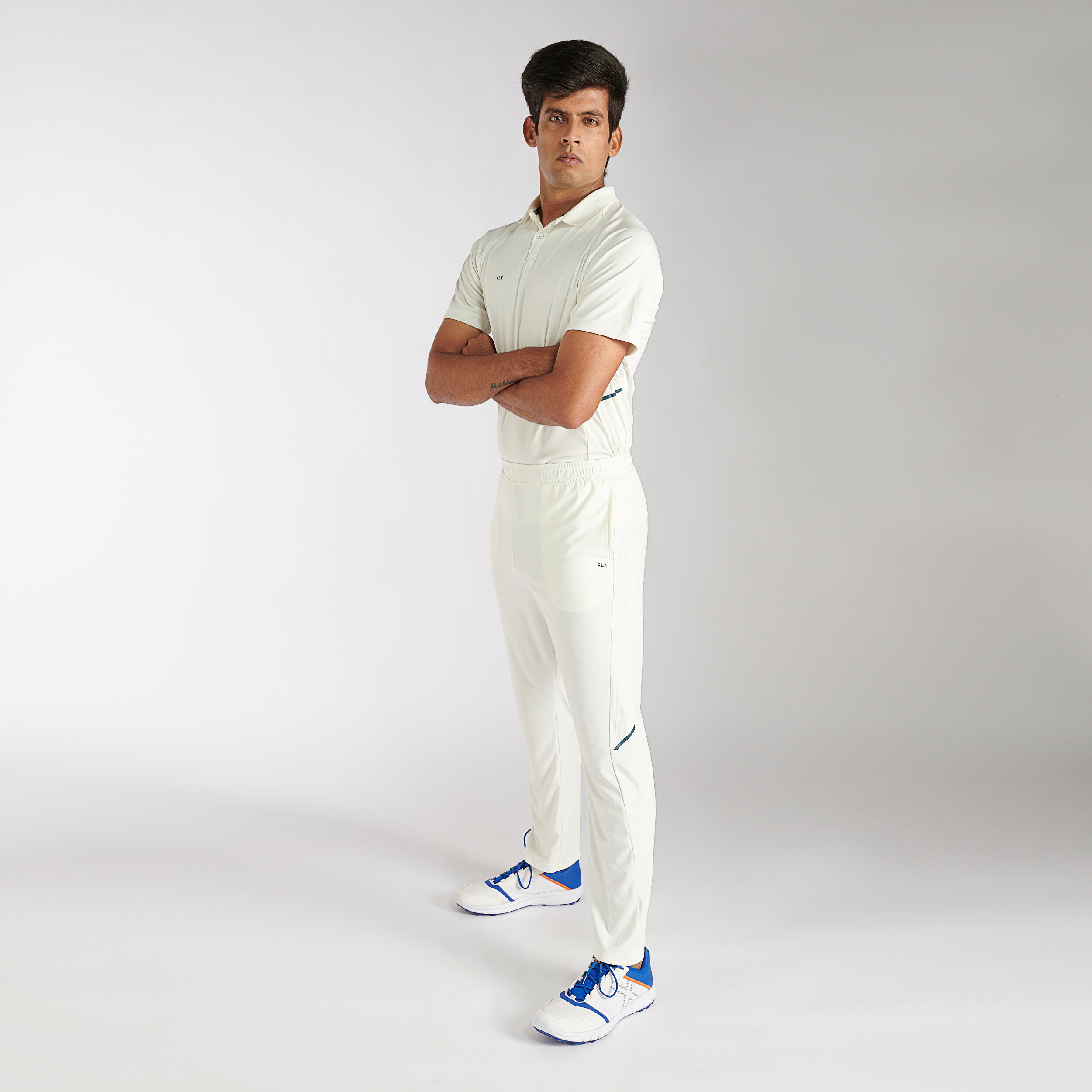 MEN'S QUICK DRY CRICKET HALF SLEEVE POLO P 500 MM WHITE 2/5