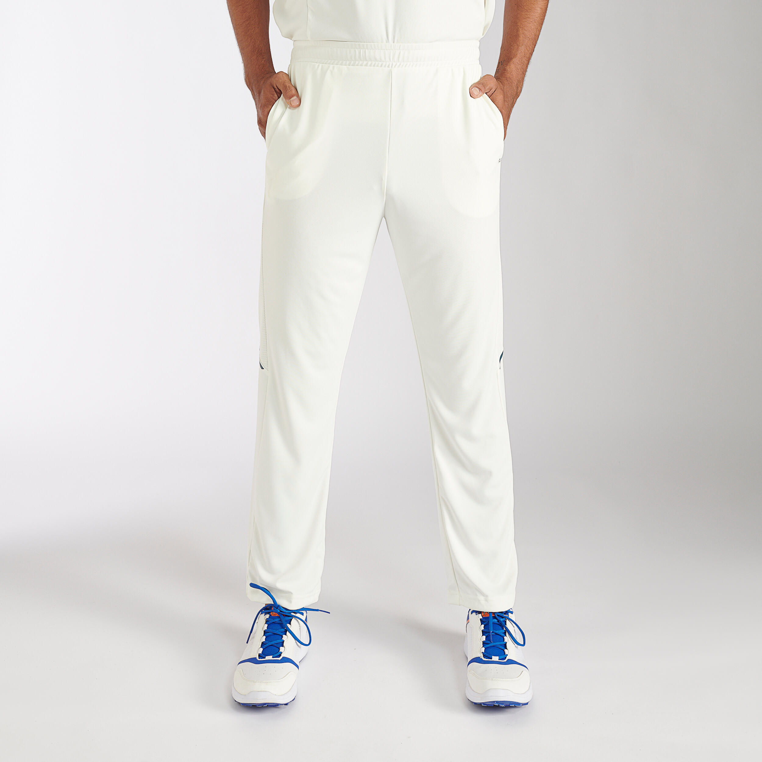 Men's Cricket Eco Design Trouser TS 500 White Stretchable & Soft