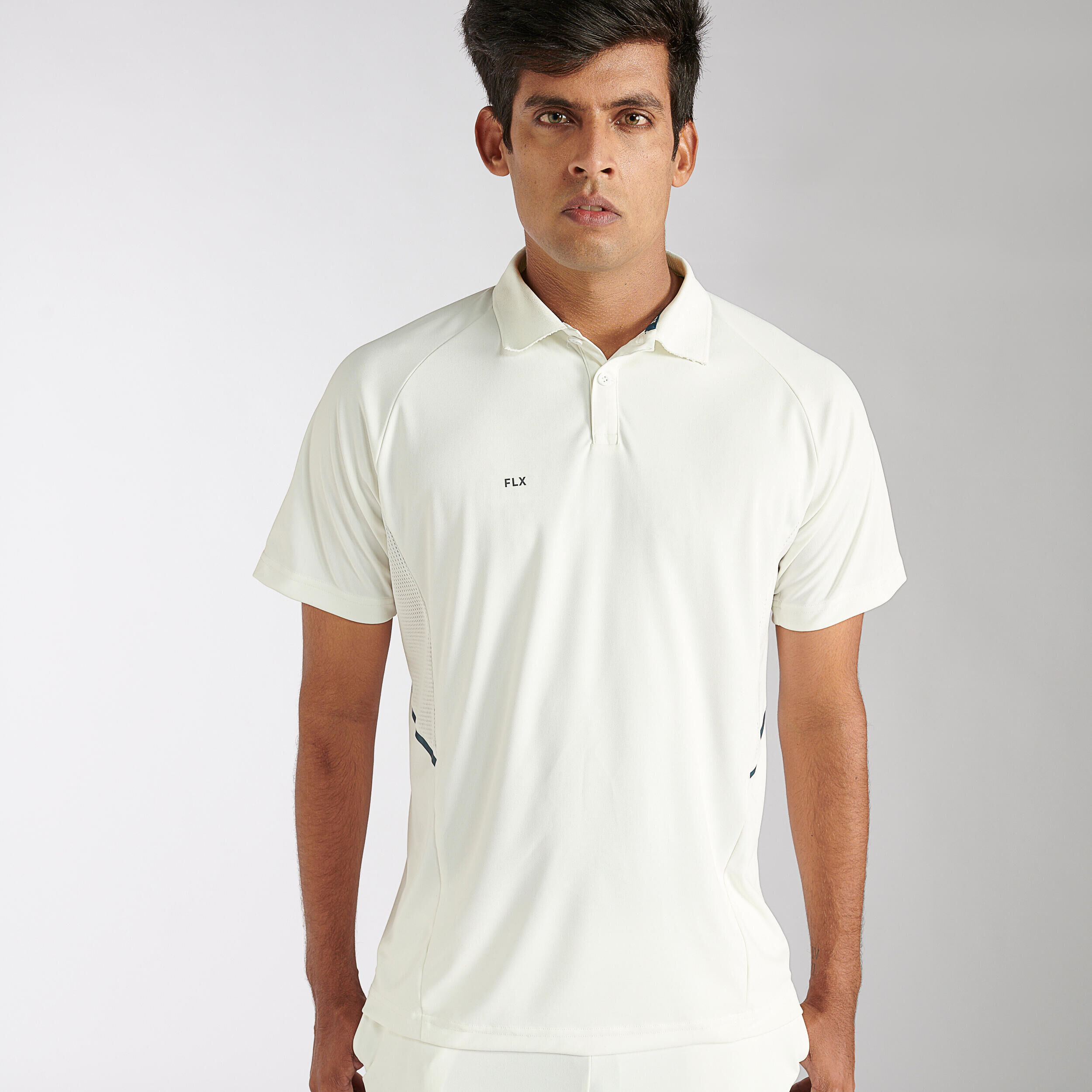 FLX MEN'S QUICK DRY CRICKET HALF SLEEVE POLO P 500 MM WHITE