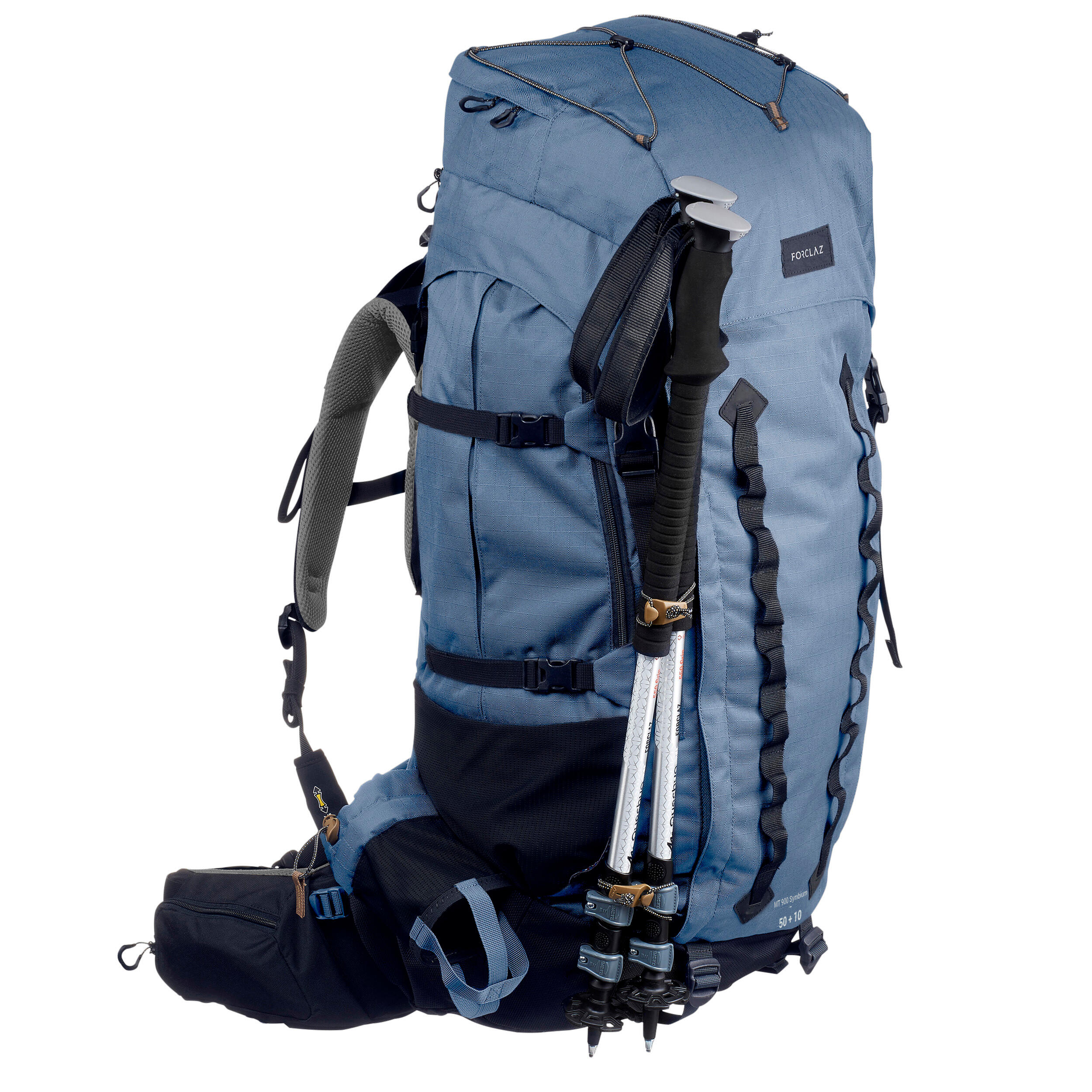 Rucsac Trekking la munte TREK900 Symbium 50L +10L Albastru Adulți