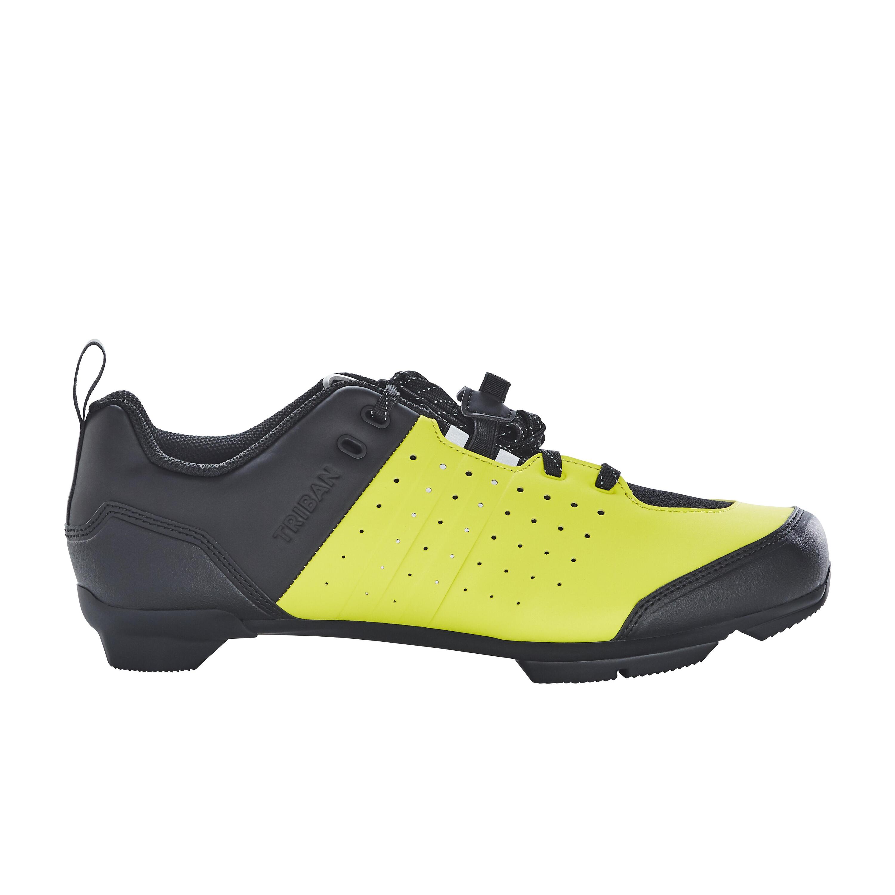 Road and Gravel Cycling Lace-Up SPD Shoes GRVL 500 - Yellow 3/5